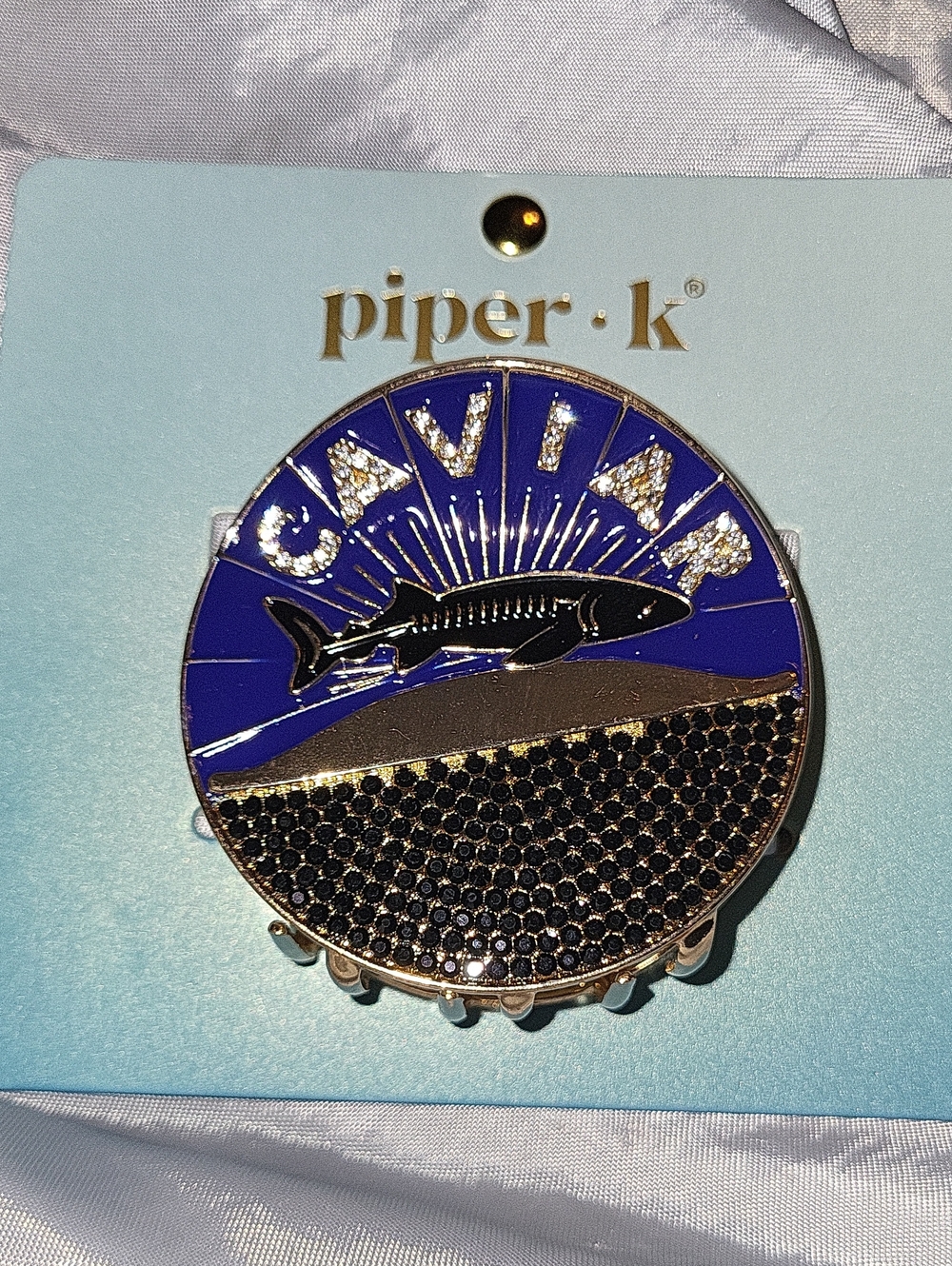 Piper K Caviar HAIR CLIP  - Blue and Black with Gold Accents BRAND NEW LI